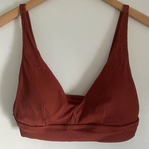 Aerie Ribbed High Waisted Bikini, Rust
